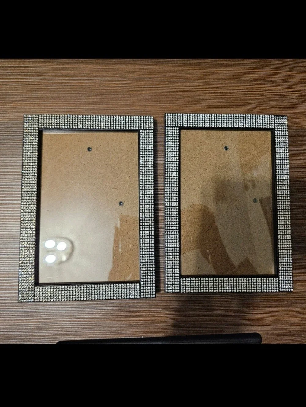 Set Of 2 Black Picture Frames with Rhinestone Border